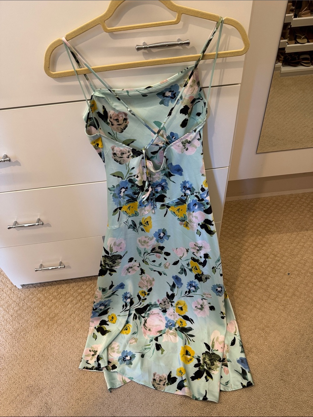 Astr Floral Maxi Slip Dress in Mint with Yellow, Pink & Blue Flowers - Picture 4 of 6